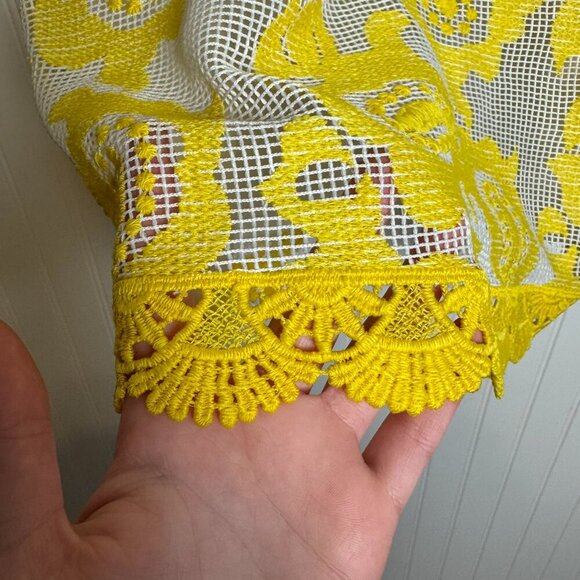 Charter Club yellow lace overlay off shoulder blouse size small I3 - Picture 6 of 9